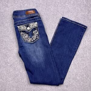 WallFlower Luscious Curvy Fit Bootcut Jeans Womens 7 Blue Denim Western